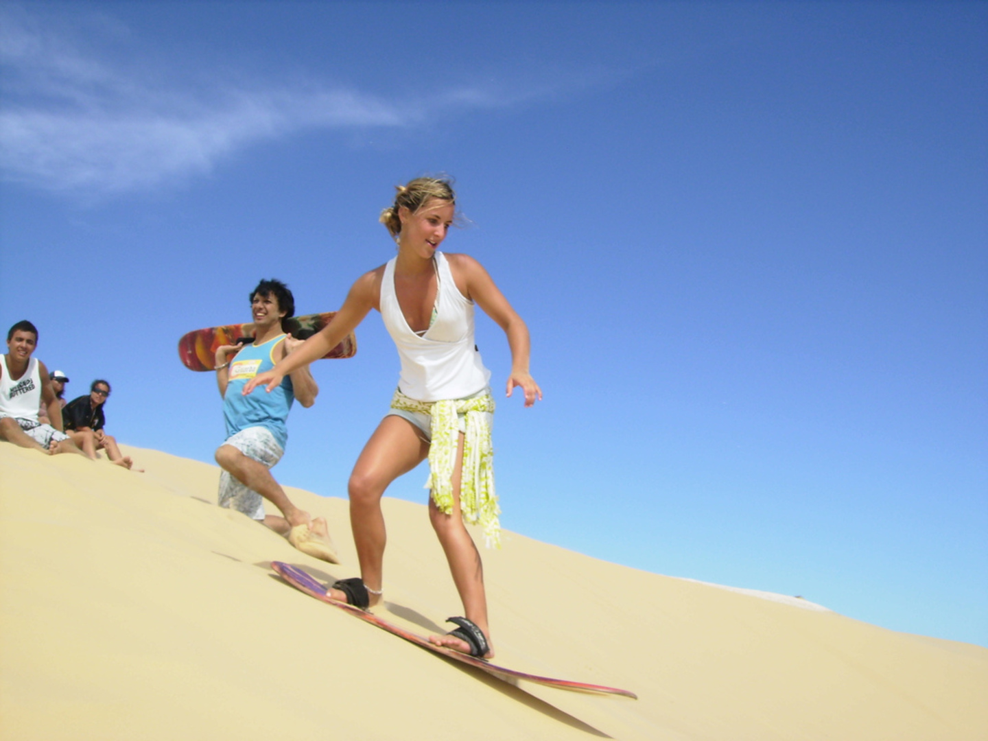 Sandboarding on the white sands of Atlantis Dunes near Cape Town